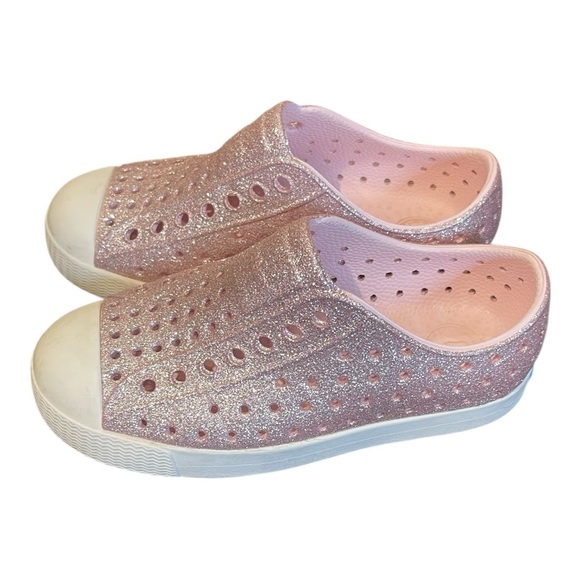 060 Native Jefferson Girls Pink Glitter Slip On Shoes 11 Toddler - Picture 3 of 11